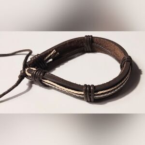 New leather‎ bracelet men's layered brown d60